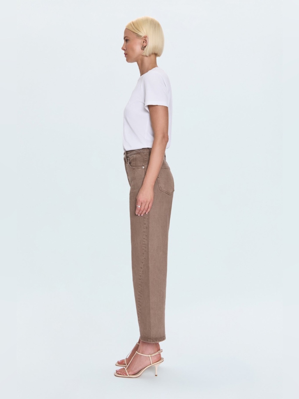 Pistola Kyra High Rise Bowed Ankle Crop Jeans Tannin Brown Size 26 NWOT Defect - Picture 3 of 15